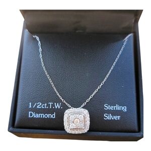 Sterling Silver 1/2ct T. W. Diamond Necklace NWT